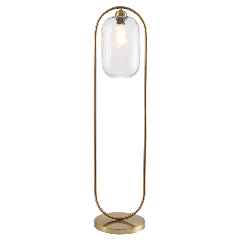 Metal Floor Lamp with Clear Wavy Glass and On/Off Foot Switch