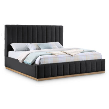 Maize Sleigh Bed Double -Linen Black
