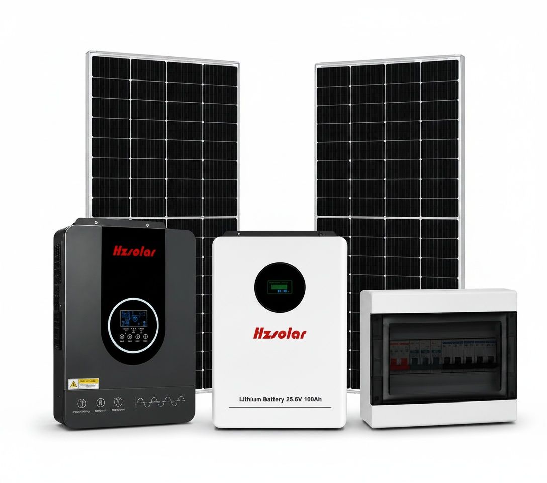 3.6kW Hz Solar Inverter 2.56kWh Lithium Battery 2 x 550W Solar Panels