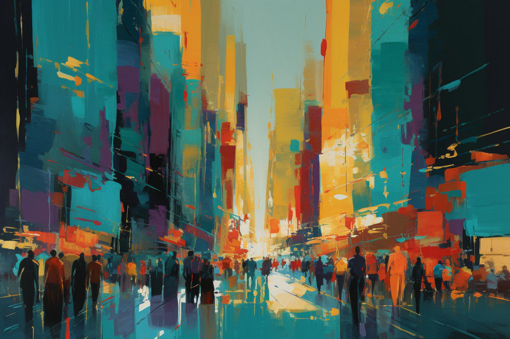 Canvas Wall Art - Vibrant Hues and Intersecting Lines - A1015 - [120 x 80 cm]