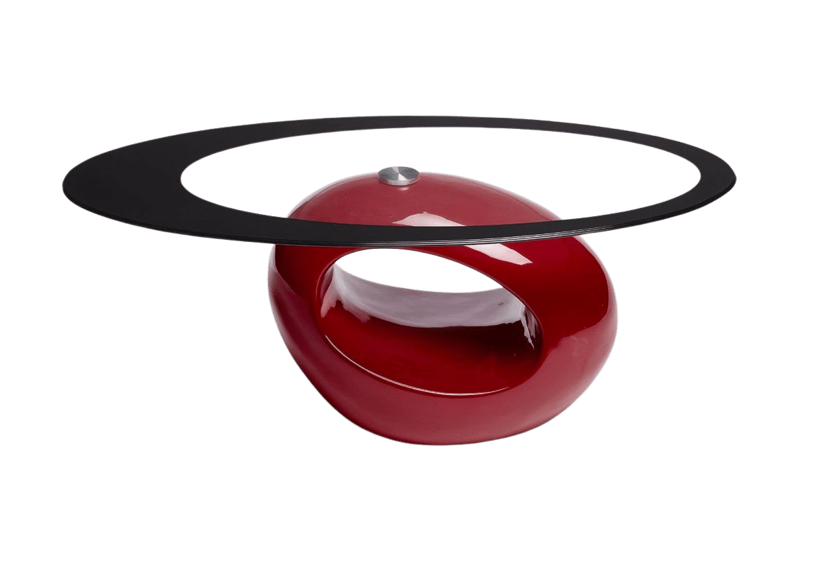 Coffee Tables - Oval Tempered Glass - Red