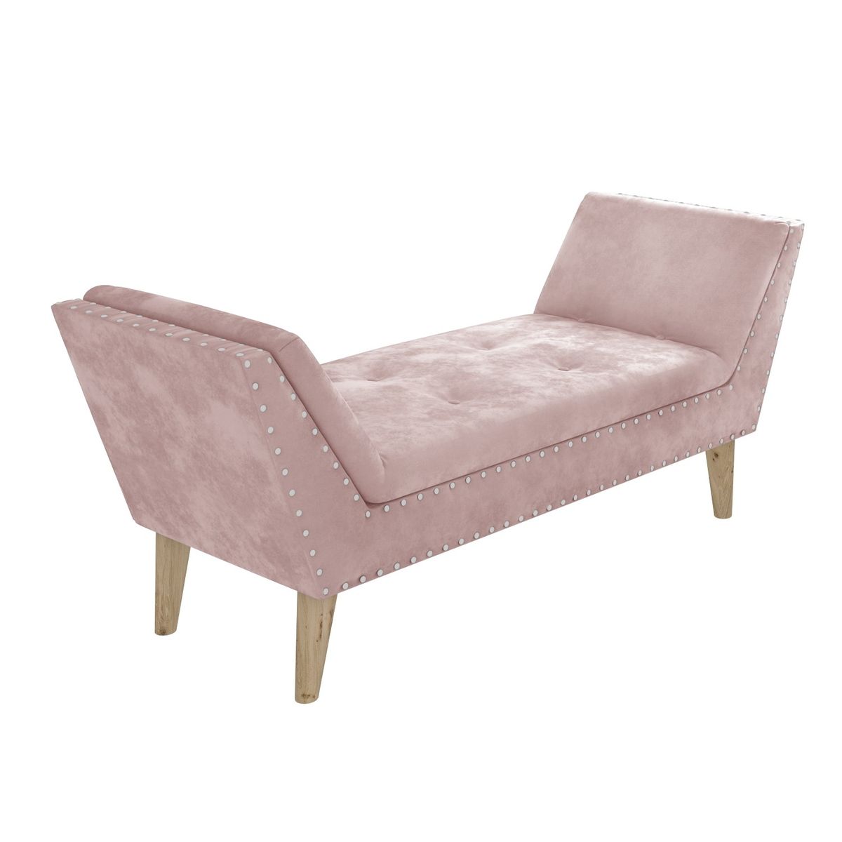 Velvet Bench Seat with Stud Detailing in Pink