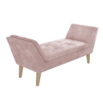 Velvet Bench Seat with Stud Detailing in Pink