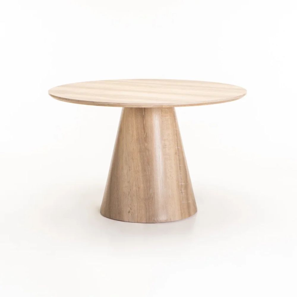 Trevi 120cm Round Dining Table – MDF Top with Solid Beech Wood Base, Seats 4–6