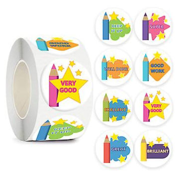 Teacher Stickers - Pencil Shapes - 500 per roll