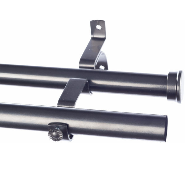 28MM DOUBLE POLE SET + END CAPS GUN METAL - 2.0m