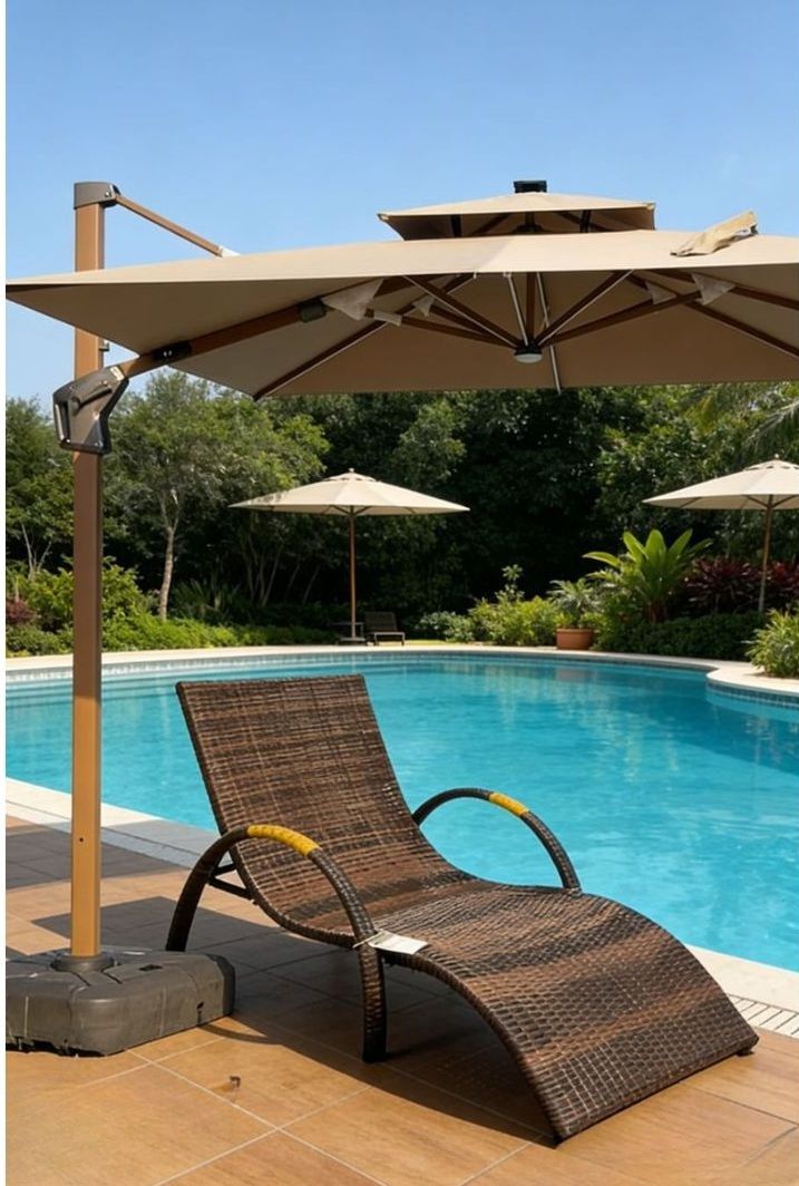 Beige Cantilever Patio Umbrella