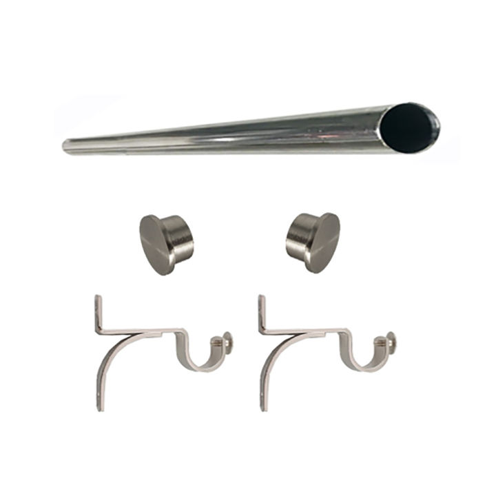 Matoc 25mm Single Curtain Pole Set - Silver - Flat End Caps - 1.5m