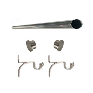 Matoc 25mm Single Curtain Pole Set - Silver - Flat End Caps - 1.5m