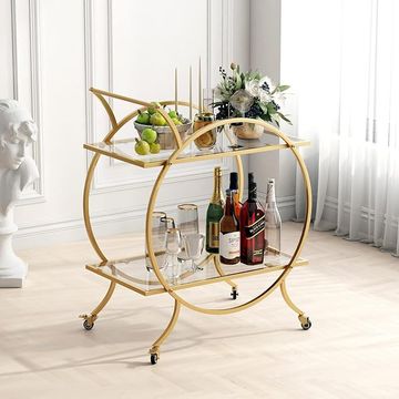 Mazena 2 Mirrored Serving Trolley/Cart