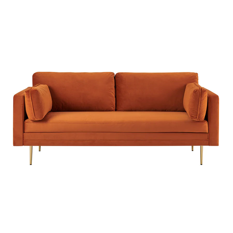 Paige Velvet 3 Seater Sofa- Orange
