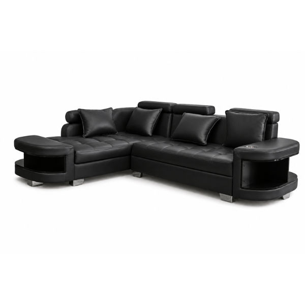 Maggie L Shape Corner Sofa-Bonded Leather Black
