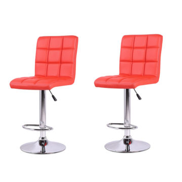 High Back Bar Stools - Set of 2 - Red Colour