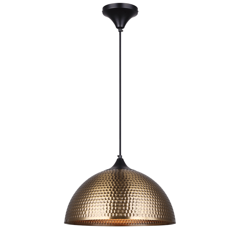Metal Pendant with Hammered Metal Dome