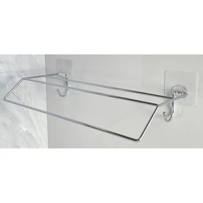 Woodly Double Towel Rail, Stainless Steel, Stick-On, 400mm