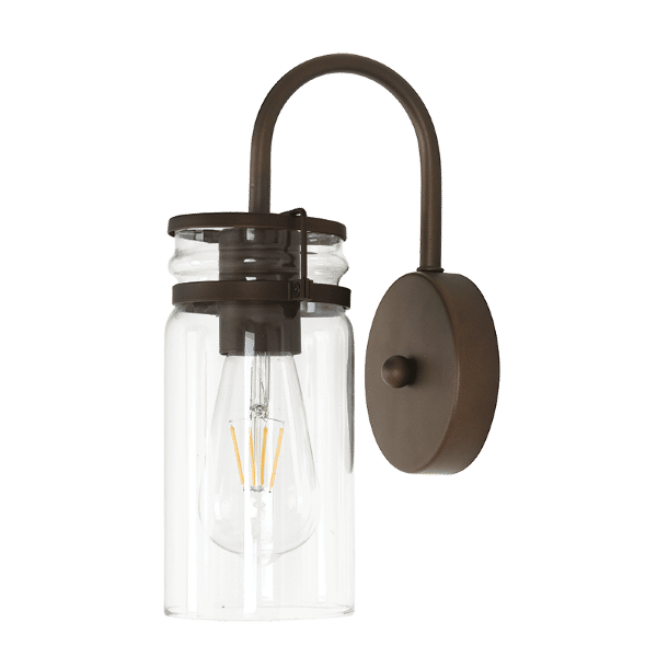 Zebbies Lighting Linden 1 Light Antique Brown Wall Light with Clear Glass