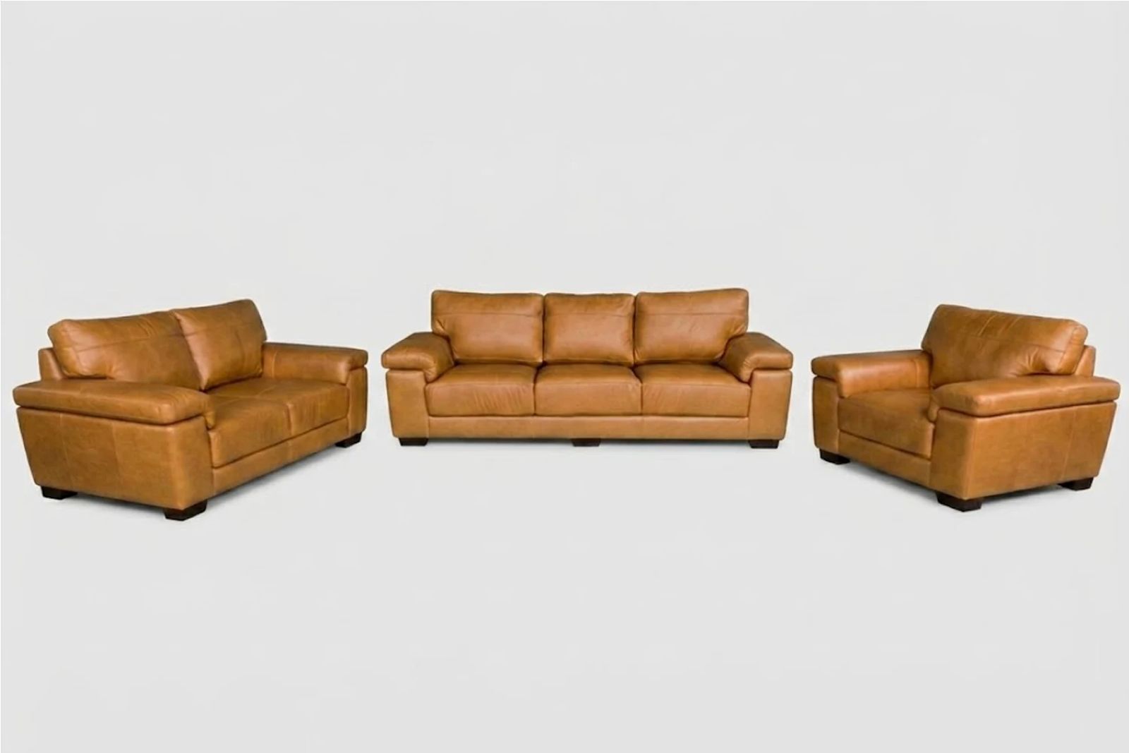 Life Genuine Leather Lounge Set 3-Piece (x1 1-Seater x1 2-Seater x1 3-Seater Sofa -Vintage Tan)
