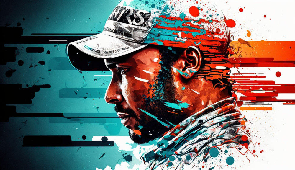Canvas Wall Art - Lewis Hamilton Abstract Image - B1552 - [120 x 80 cm]