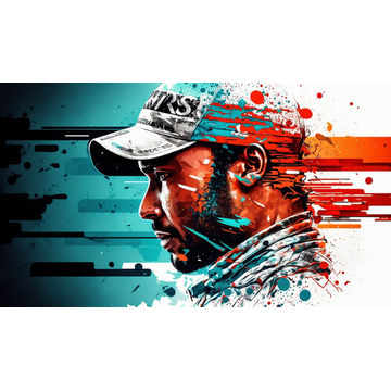 Canvas Wall Art - Lewis Hamilton Abstract Image - B1552 - [120 x 80 cm]