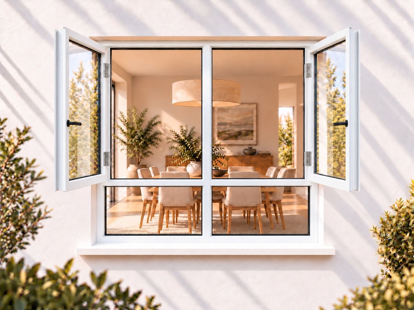 Kenzo Premium Side-Hung Aluminium Window - White, 1200 1800 mm, Double Side Opener with Fixed Bottom Panes