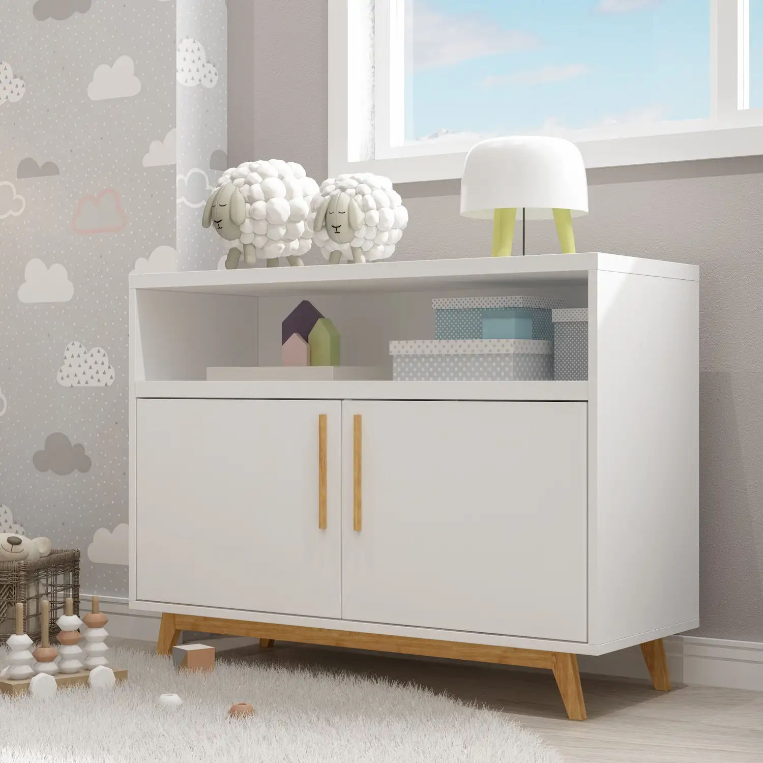 Multi-Room White Storage Cabinet