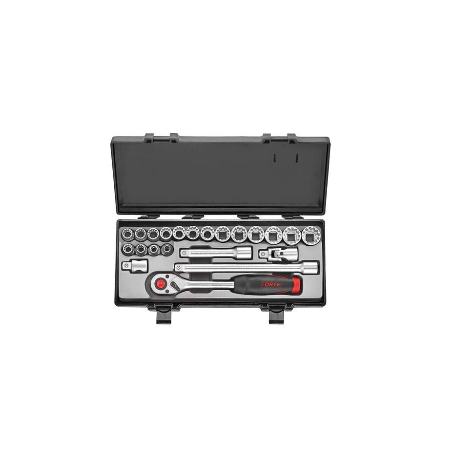 Force 1/2" Dr 22Pce Spline Socket Set 8Mm-24Mm Hex Star - 2 Pack