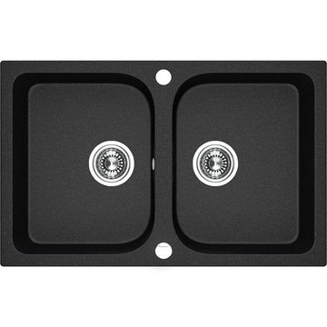 Laveo Celia Granite Sink 2 Bowl - Black