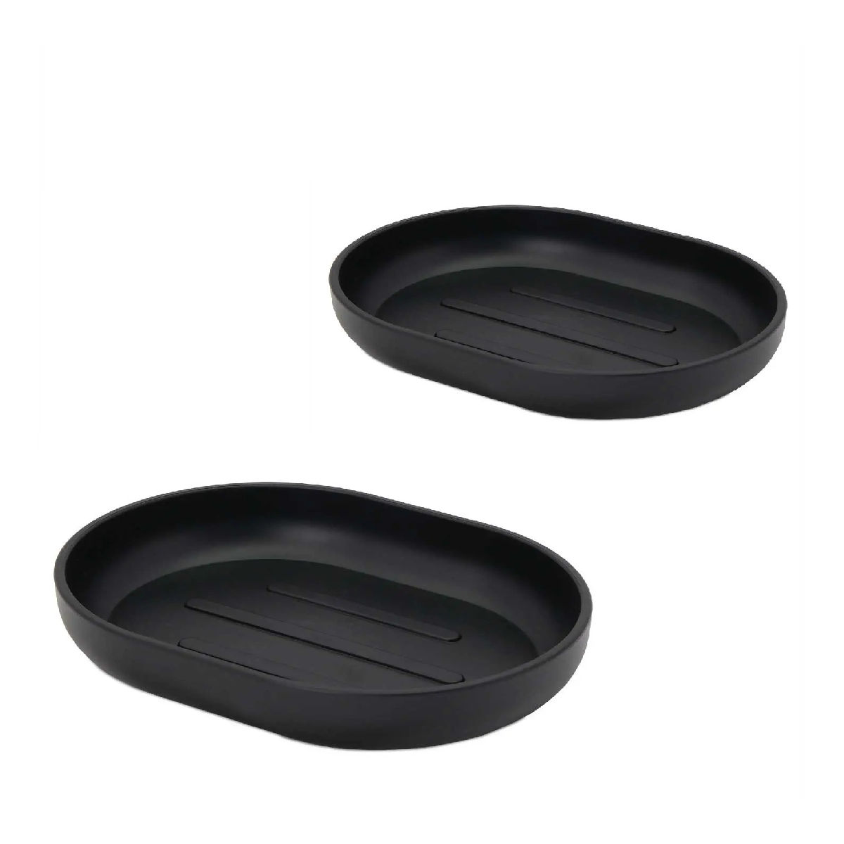 Woodly Soap Dish, Black, Plastic Pack of 2