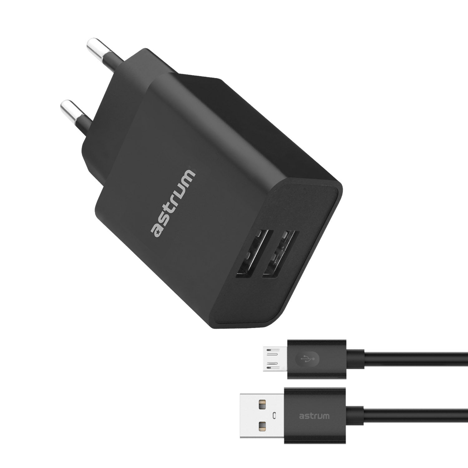 Astrum 5V 2.4A Dual USB Fast Wall Charger + Micro USB Cable - Pro Dual ...