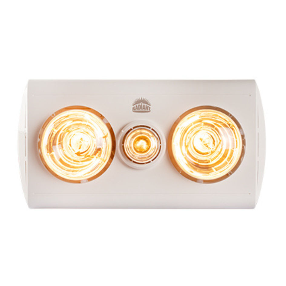 3LT Ceiling Light/Heater/Extractor Fan White