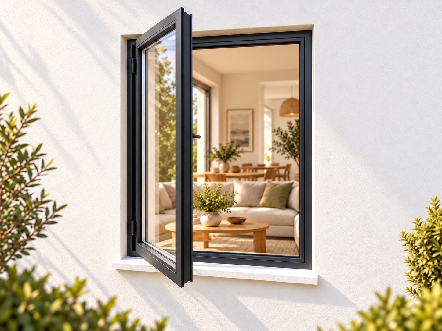 Kenzo Premium Side-Hung Aluminium Window - Charcoal, 600 1200 mm, Left Side Opener