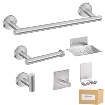 6-Piece Bathroom Towel Rack Set, Stainless Steel Hardware Accessories