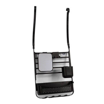 Woodly Hanging Shower Caddy, With Mirror, Black Plastic