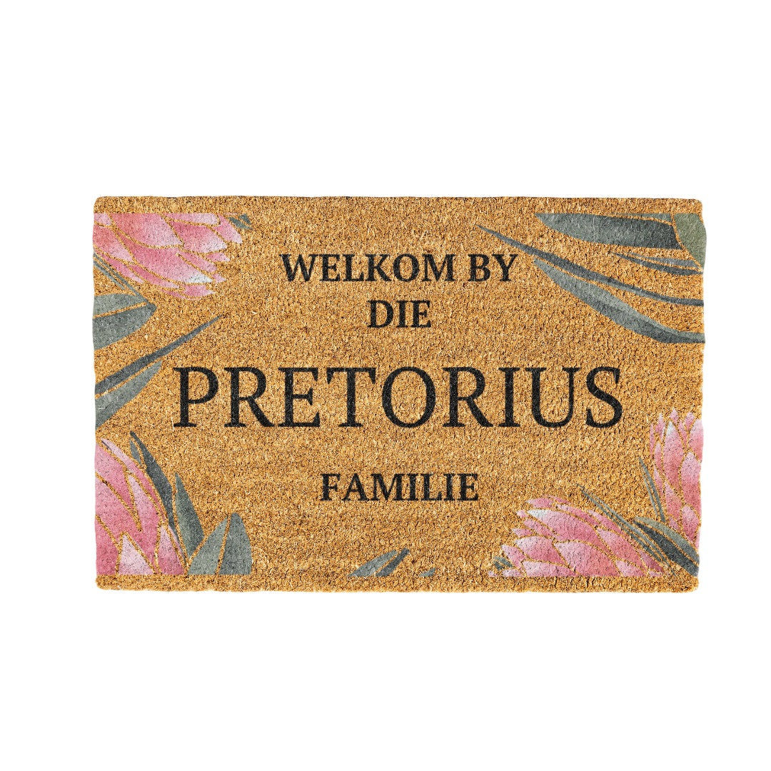 Pretorius Familie Naam Coir Doormat Design 700 x 400 mm