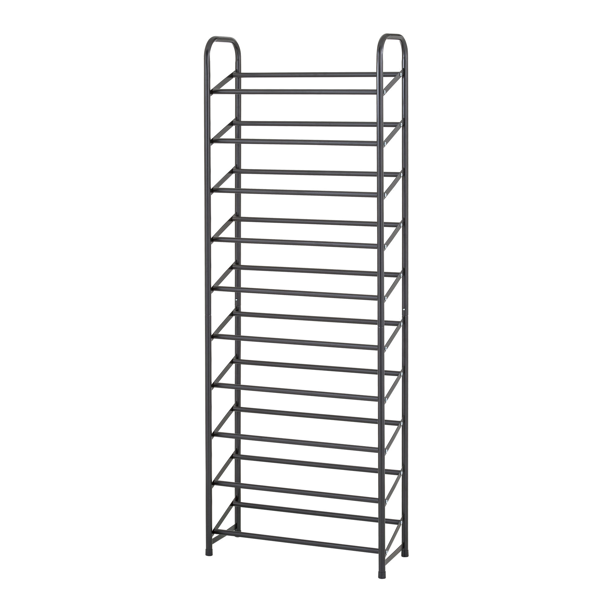 10-TIER BLACK SHOE RACK WITH DURABLE STEEL FRAME AND COMPACT DESIGN