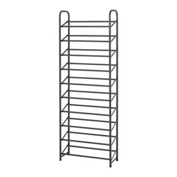 10-TIER BLACK SHOE RACK WITH DURABLE STEEL FRAME AND COMPACT DESIGN