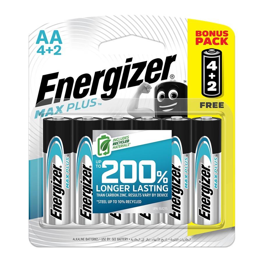 Energizer Battery Max Plus Aa 4 + 2 Free 6 Pack 3 Pack