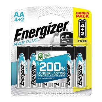 Energizer Battery Max Plus Aa 4 + 2 Free 6 Pack 3 Pack