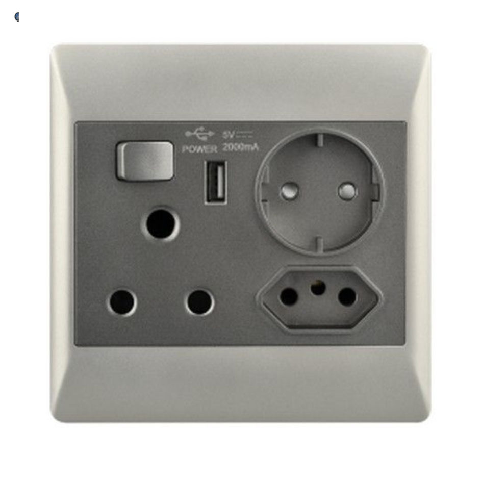 16 AMP Plug + New RSA Socket + USB + SchukoÂ  â€“ 4 X 4