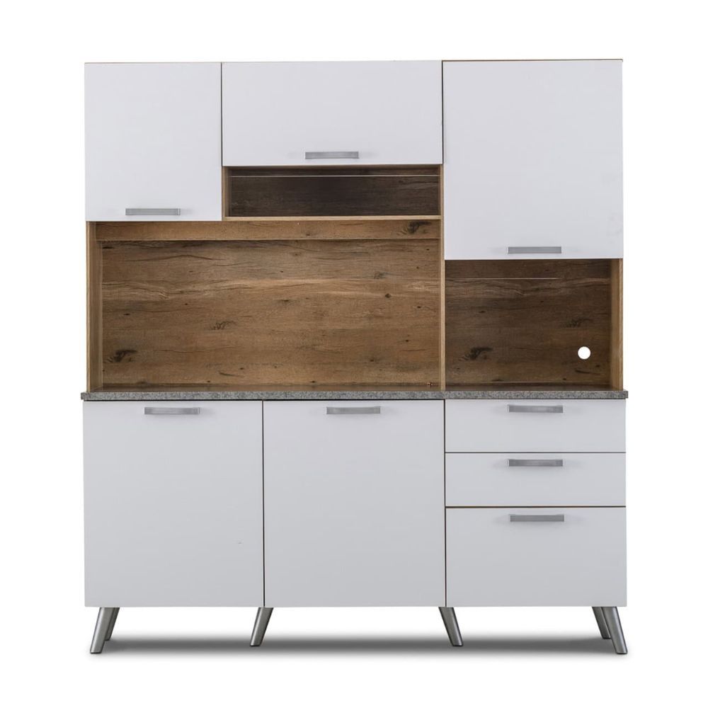 Kitchen Dresser Cabinet – Oak and Snow White Finish for Modern Kitchen Storage