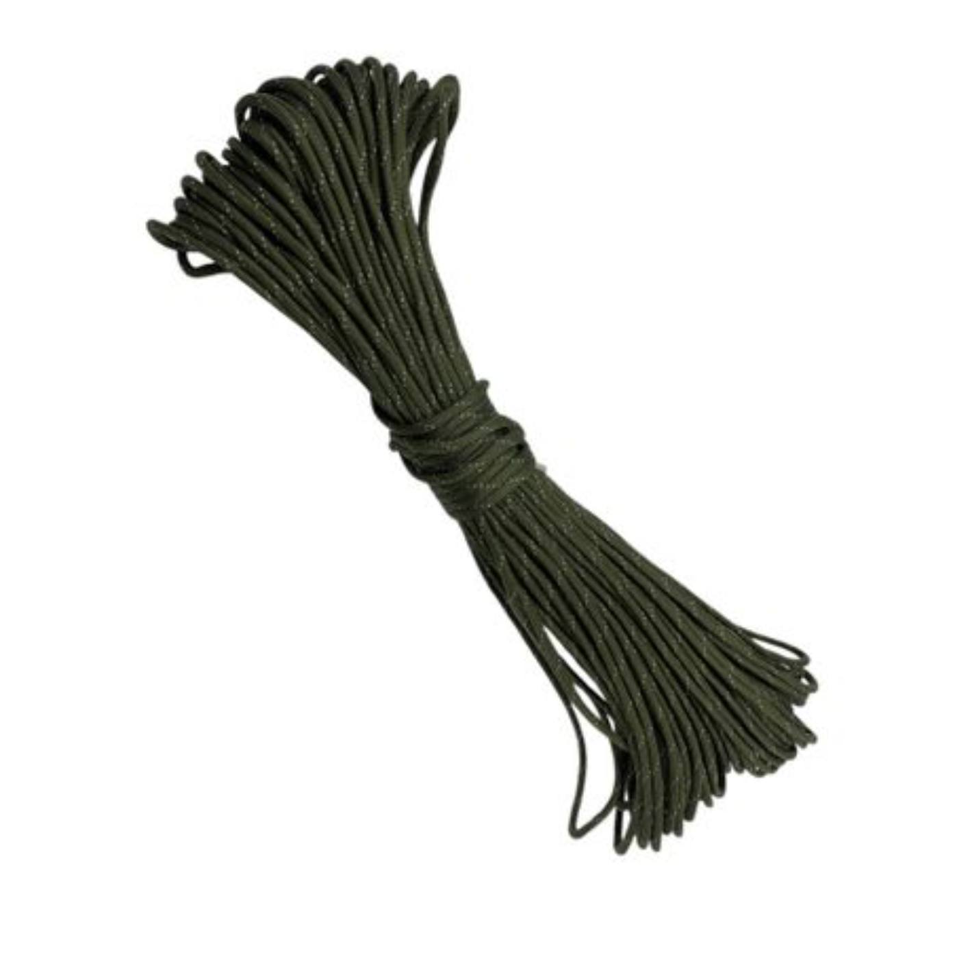 Olive with Grey Reflective Tracer Paracord Rope 30m