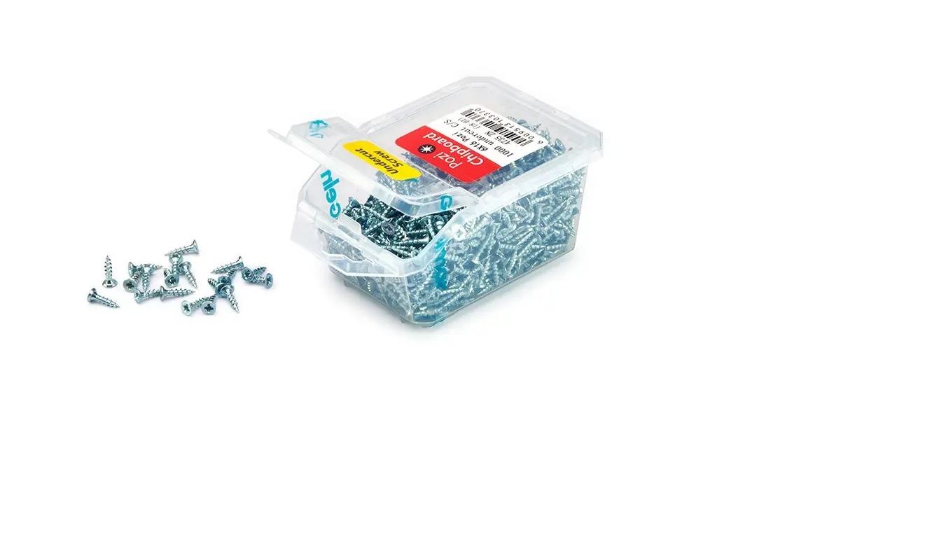 Chipboard Screws, Undercut, Pozi, No.6, 3.5mm x 16mm, 1000 Piece BY WOODLY