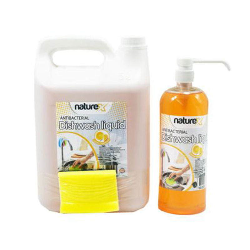 Antibacterial Dishwashing Liquid 1L+5L Refill+Sponge by NATUREX