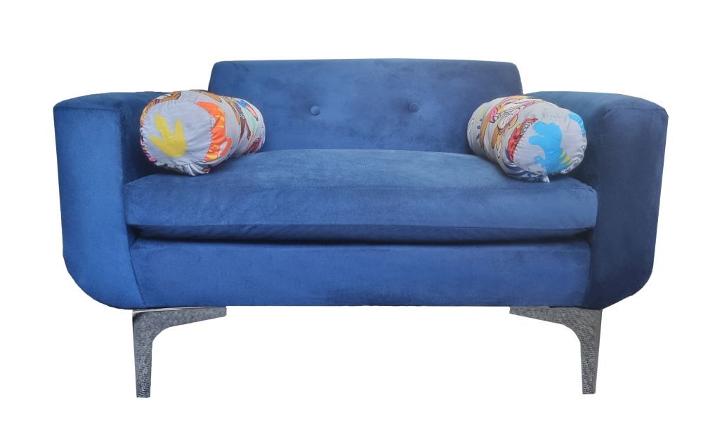 Kids Sofa Chair with Bolser Cushions - Blue Velvet