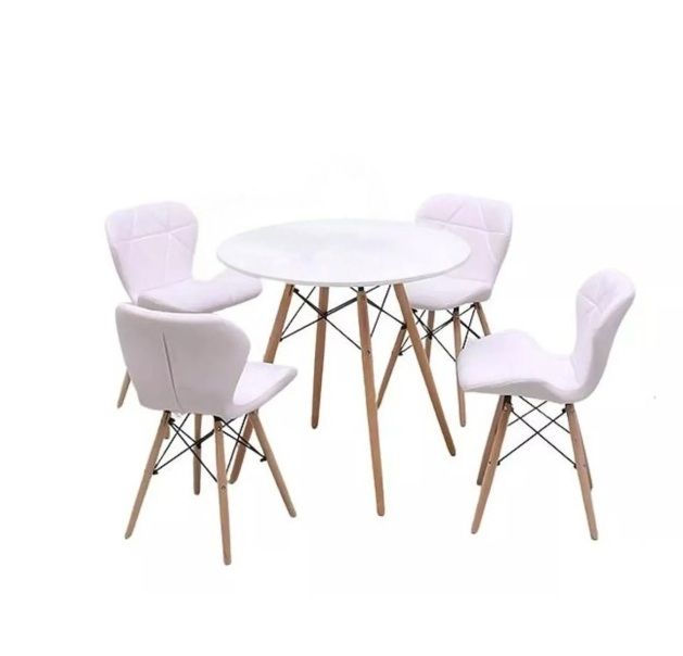 Modern and Minimalist Dining Set (Round Dining Table and 4 Chairs)