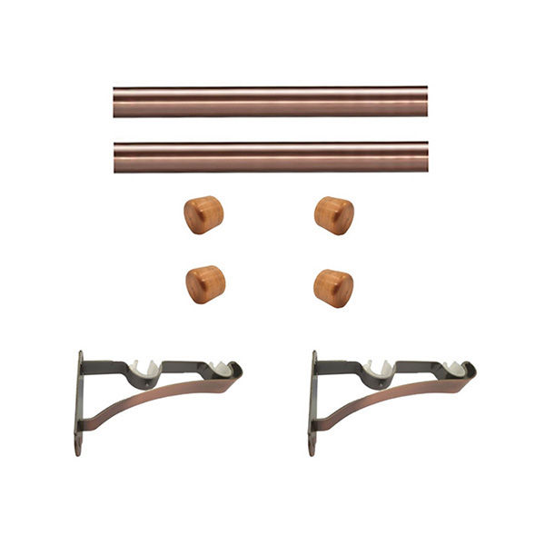 Matoc 28mm Double Pole Set - Plain End Caps - Antique Copper - 1.0m