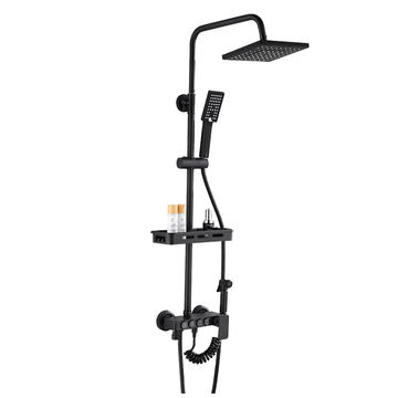 Modern Shower System - 20.3 cm Rain Showerhead, Handheld & Tub Faucet (BLACK)