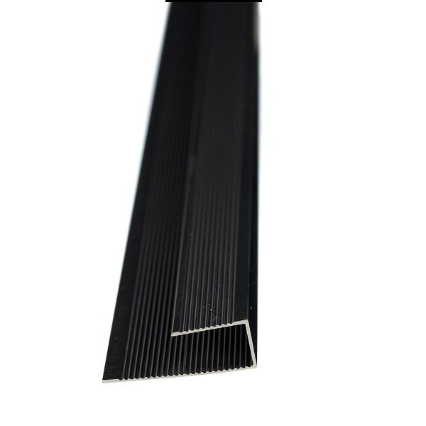 Aluminium Endcap Strip Black Undrilled 2500 x 14 Aluminium Door End Profile