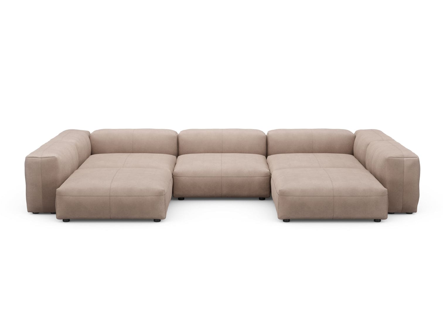 Figure It Out Furniture Leather U-Shape L Sofa Modular Canvas - Olive
