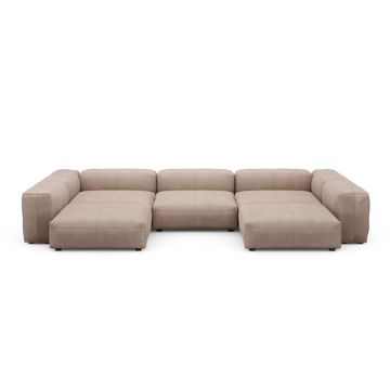 Figure It Out Furniture Leather U-Shape L Sofa Modular Canvas - Olive